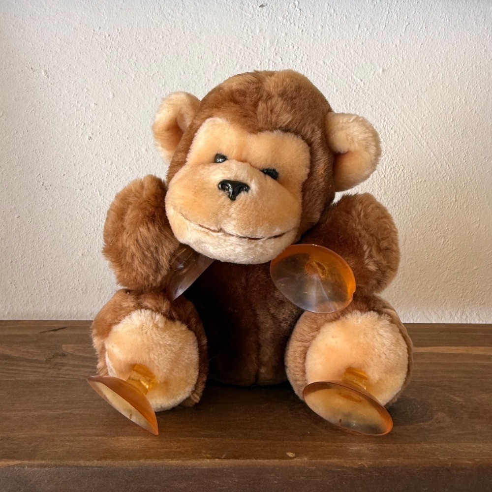 Vintage Monkey Plush Suction Cup Window Clinger Hang In There‎ Style Stuffed Toy